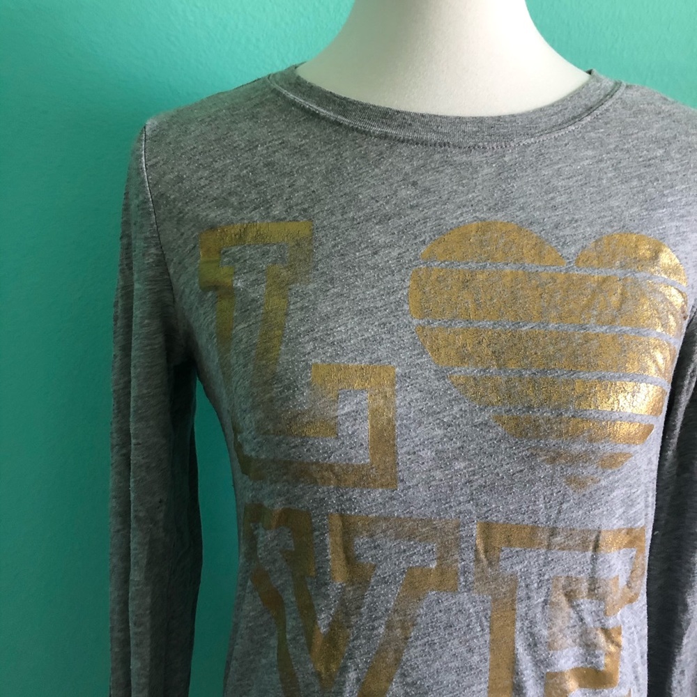 VS pink gold foil long sleeves tee